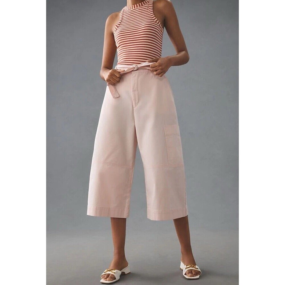 ANTHROPOLOGIE Maeve NWOT Size XL Wide-Leg Crop Culotte Pants Pink Women's